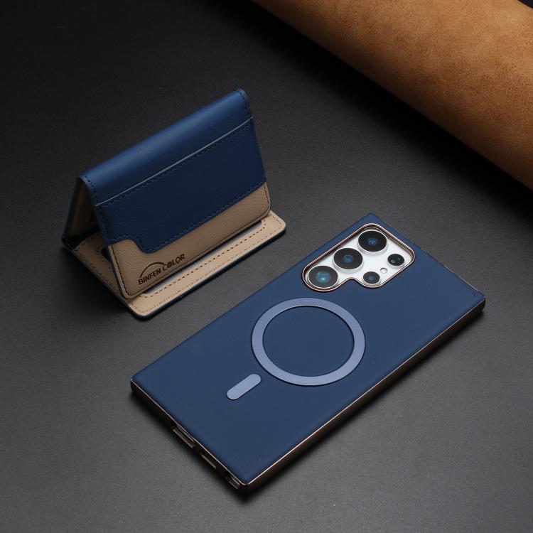 For Samsung Galaxy S21 Ultra 5G Colour Matching Horizontal Magnetic Card Bag RFID MagSafe Phone Case
