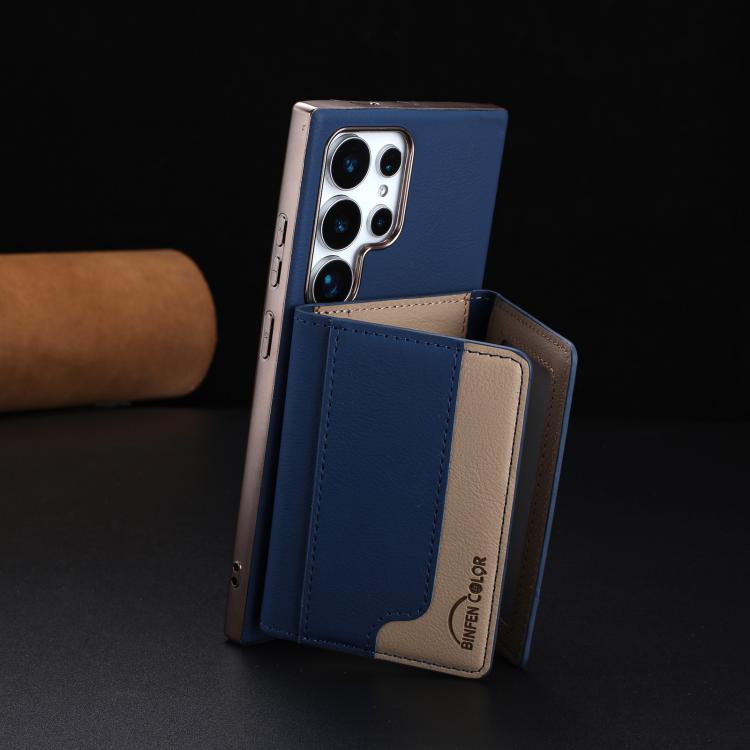 For Samsung Galaxy S21 Ultra 5G Colour Matching Horizontal Magnetic Card Bag RFID MagSafe Phone Case