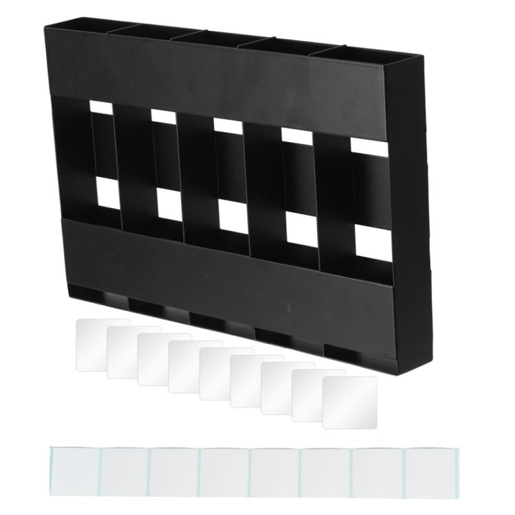 Five-grid Straw Cutlery Metal Storage Rack Kitchen Organizer without Soft Magnetic Sheet - Black