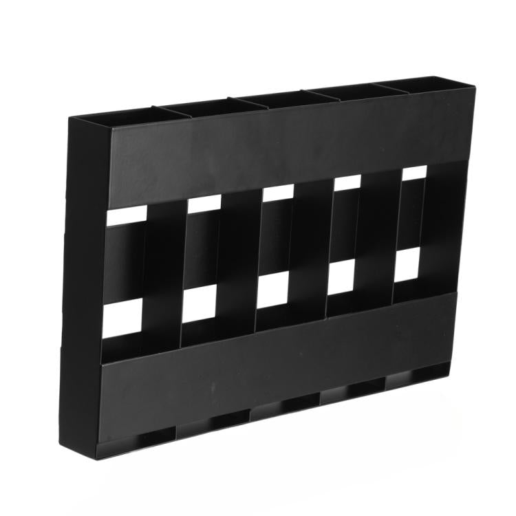 Five-grid Straw Cutlery Metal Storage Rack Kitchen Organizer with 12pcs Soft Magnetic Sheet - Black