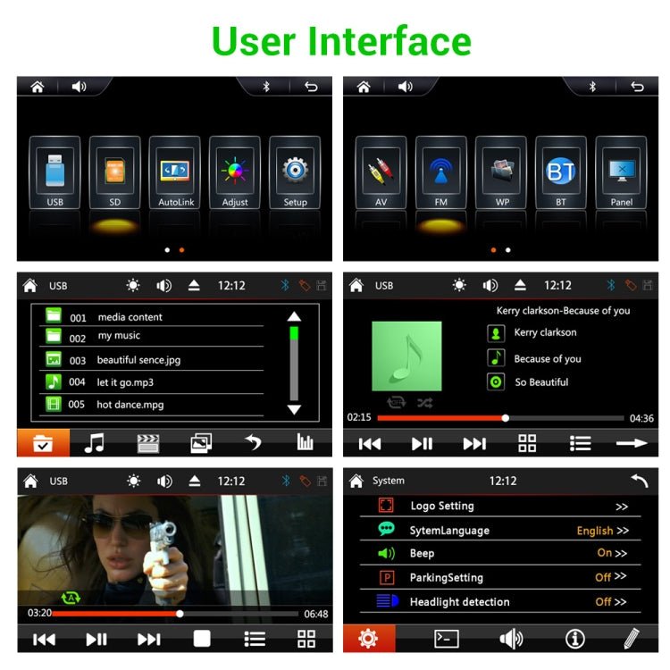 2 PCS 9 inch Headrest 2.5D External MP5 Car Bluetooth MP5 Player
