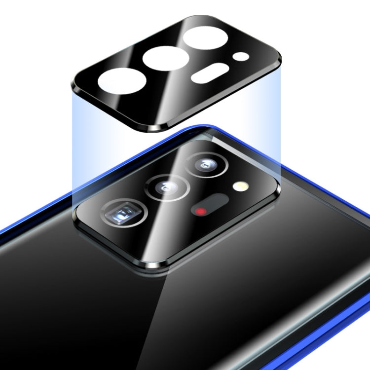 For Samsung Galaxy Note20 Shockproof Double-sided Tempered Glass Magnetic Attraction Case with Black Camera Lens Protector Cover