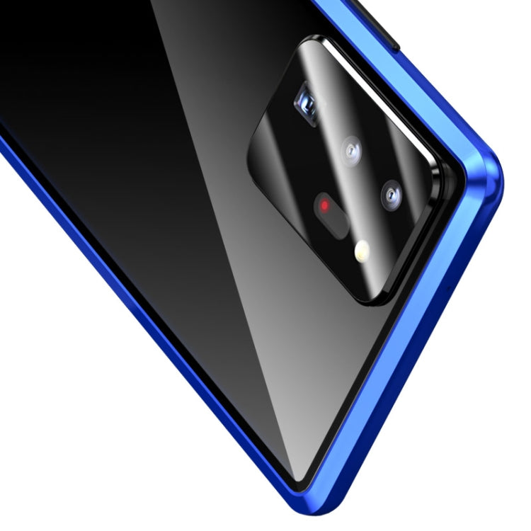 For Samsung Galaxy Note20 Shockproof Double-sided Tempered Glass Magnetic Attraction Case with Black Camera Lens Protector Cover
