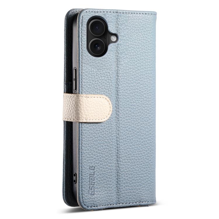For iPhone 16 Plus ESEBLE E11 Colorful Litchi Pattern Zipper Wallet Leather Phone Case