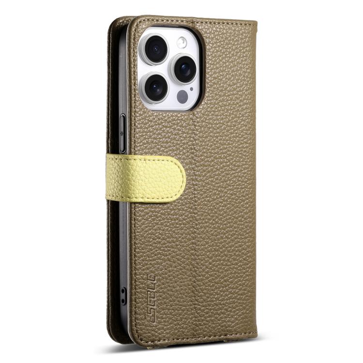 For iPhone 15 Pro ESEBLE E11 Colorful Litchi Pattern Zipper Wallet Leather Phone Case