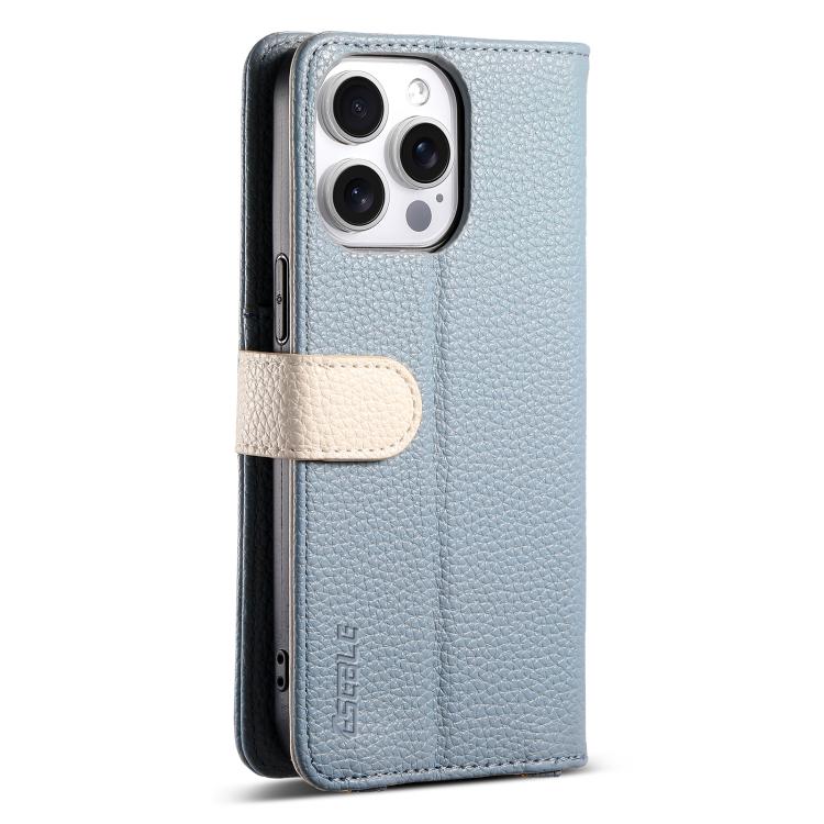 For iPhone 15 Pro ESEBLE E11 Colorful Litchi Pattern Zipper Wallet Leather Phone Case