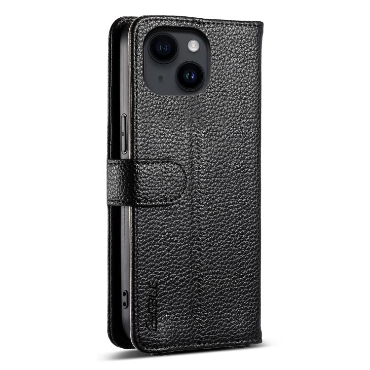 For iPhone 15 ESEBLE E11 Colorful Litchi Pattern Zipper Wallet Leather Phone Case