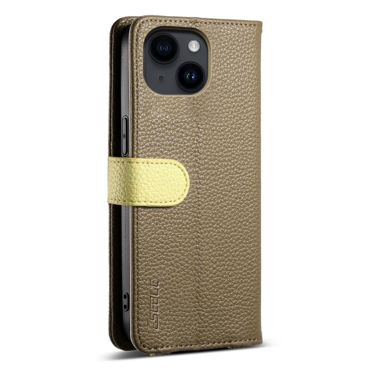 For iPhone 15 ESEBLE E11 Colorful Litchi Pattern Zipper Wallet Leather Phone Case