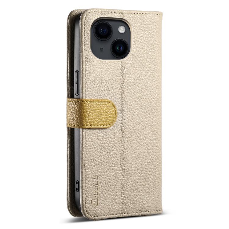 For iPhone 15 ESEBLE E11 Colorful Litchi Pattern Zipper Wallet Leather Phone Case