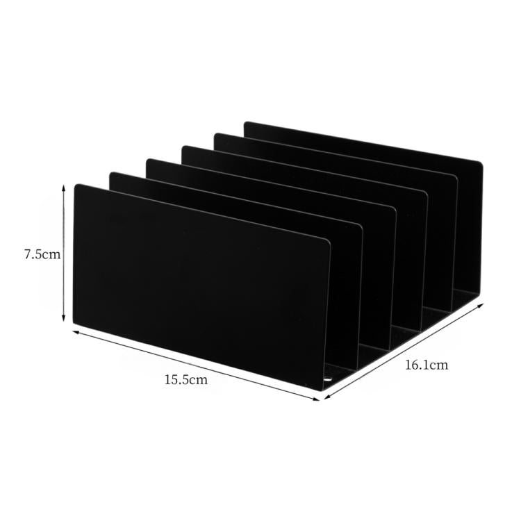Five-grid Envelope Notepad Metal Storage Rack Mail Envelope Sorting Desktop Organizer - Black