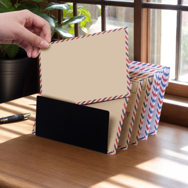 Five-grid Envelope Notepad Metal Storage Rack Mail Envelope Sorting Desktop Organizer - Black