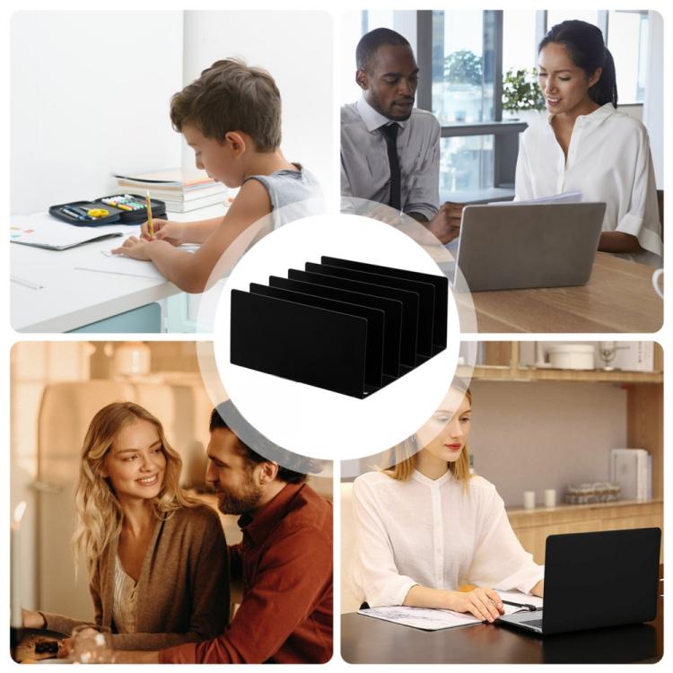 Five-grid Envelope Notepad Metal Storage Rack Mail Envelope Sorting Desktop Organizer - Black