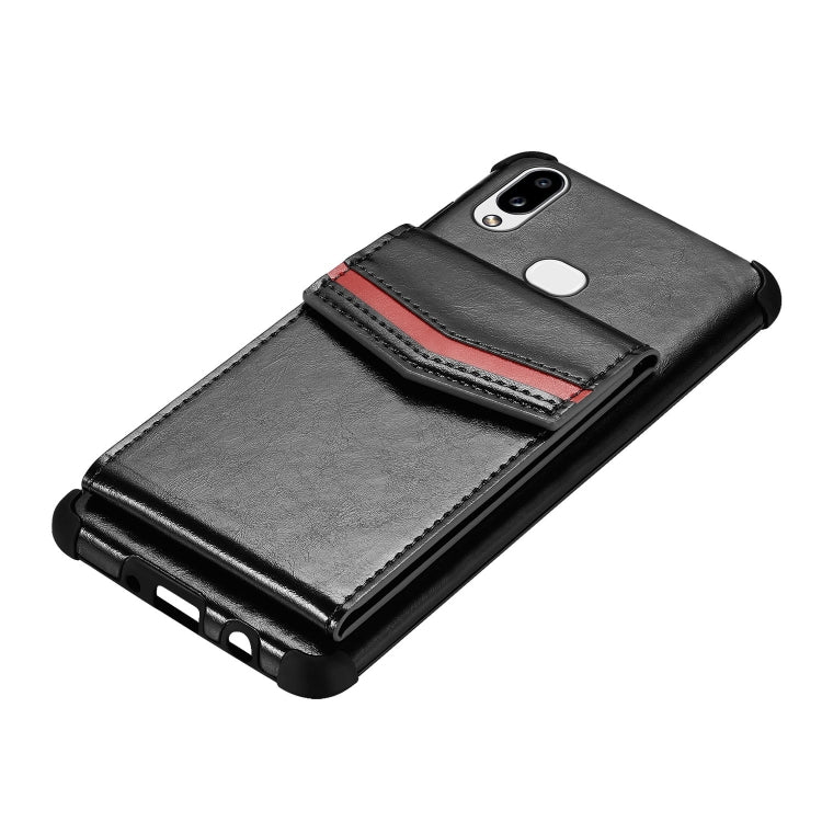 For Samsung Galaxy A10s Flip Card Bag Copper Buckle TPU + PU Leather Back Cover Shockproof Case with Card Slots & Photo Frame
