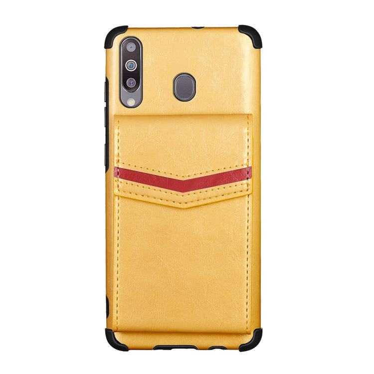 For Samsung Galaxy A20s Flip Card Bag Copper Buckle TPU + PU Leather Back Cover Shockproof Case with Card Slots & Photo Frame