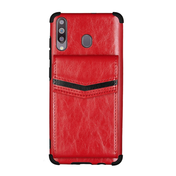 For Samsung Galaxy A20s Flip Card Bag Copper Buckle TPU + PU Leather Back Cover Shockproof Case with Card Slots & Photo Frame