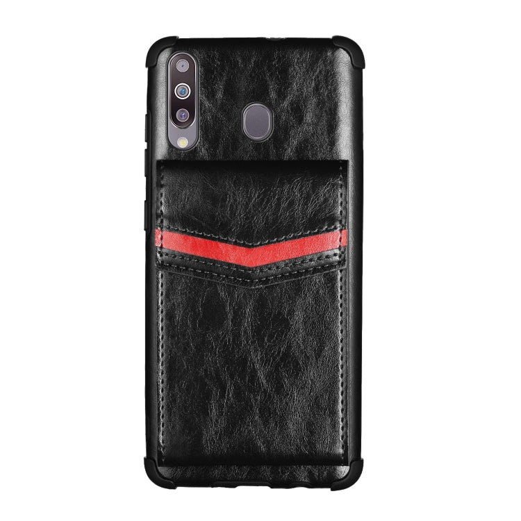 For Samsung Galaxy A20s Flip Card Bag Copper Buckle TPU + PU Leather Back Cover Shockproof Case with Card Slots & Photo Frame