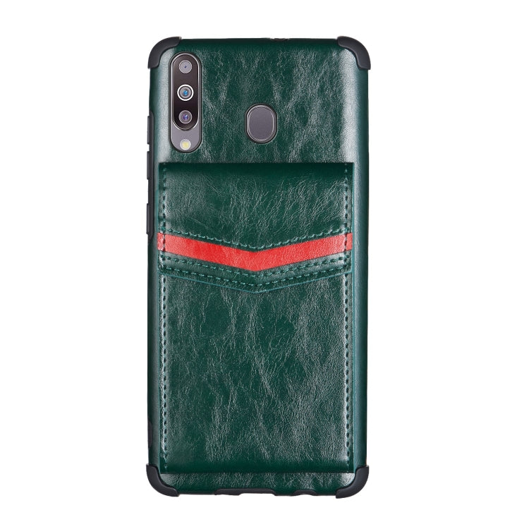 For Samsung Galaxy A20s Flip Card Bag Copper Buckle TPU + PU Leather Back Cover Shockproof Case with Card Slots & Photo Frame