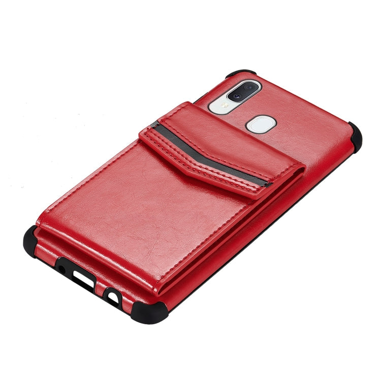 For Samsung Galaxy A40 Flip Card Bag Copper Buckle TPU + PU Leather Back Cover Shockproof Case with Card Slots & Photo Frame