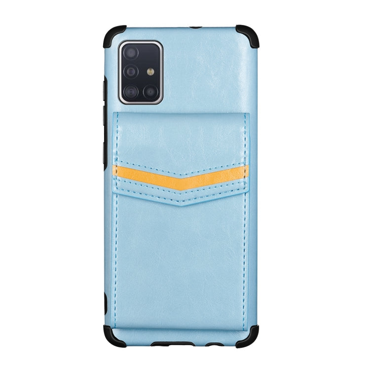 For Samsung Galaxy A71 Flip Card Bag Copper Buckle TPU + PU Leather Back Cover Shockproof Case with Card Slots & Photo Frame