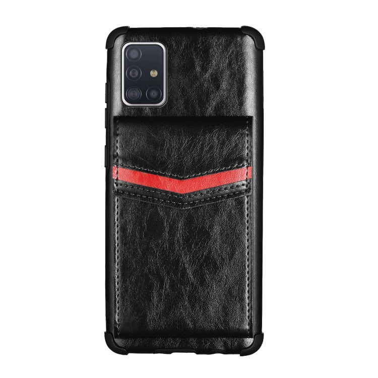 For Samsung Galaxy A71 Flip Card Bag Copper Buckle TPU + PU Leather Back Cover Shockproof Case with Card Slots & Photo Frame