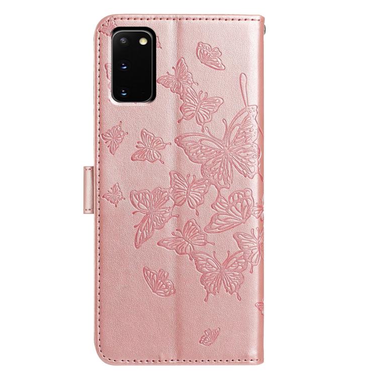 For Samsung Galaxy S20 Butterfly Flutter Pattern Embossed Leather Phone Case