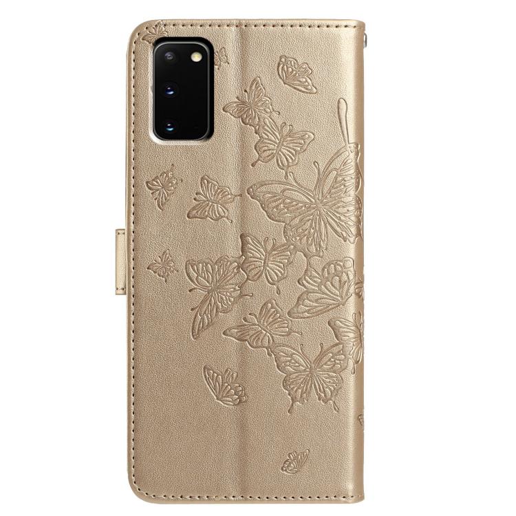 For Samsung Galaxy S20 Butterfly Flutter Pattern Embossed Leather Phone Case
