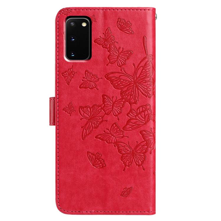 For Samsung Galaxy S20 Butterfly Flutter Pattern Embossed Leather Phone Case