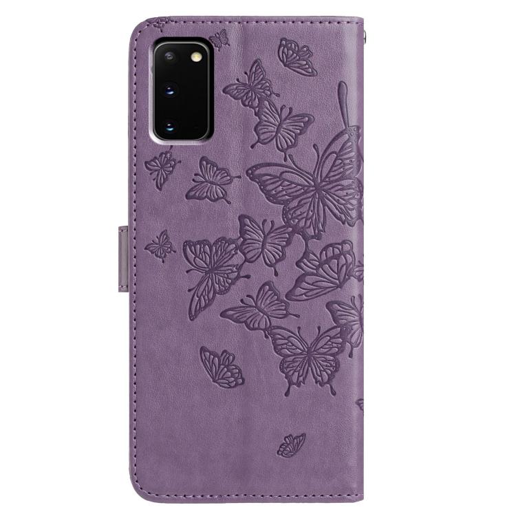 For Samsung Galaxy S20 Butterfly Flutter Pattern Embossed Leather Phone Case