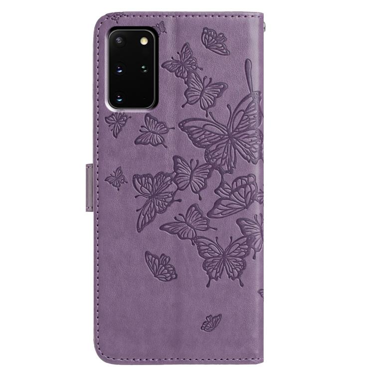 For Samsung Galaxy S20+ Butterfly Flutter Pattern Embossed Leather Phone Case