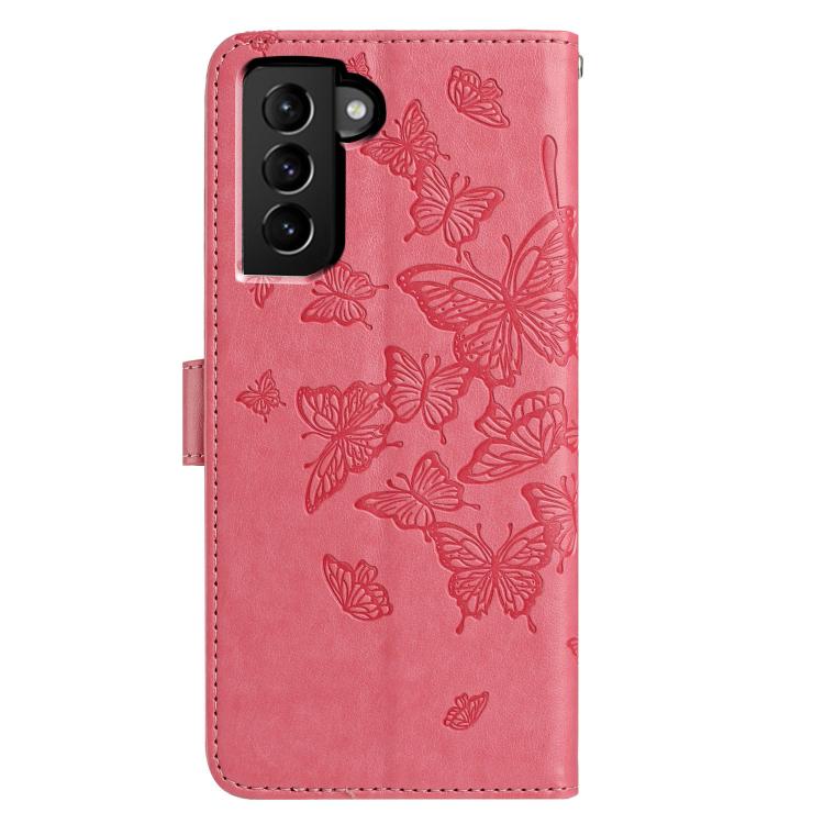 For Samsung Galaxy S21 FE 5G Butterfly Flutter Pattern Embossed Leather Phone Case