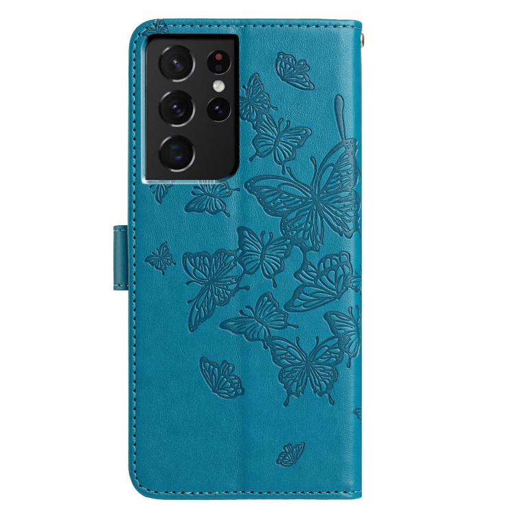 For Samsung Galaxy S21 Ultra 5G Butterfly Flutter Pattern Embossed Leather Phone Case