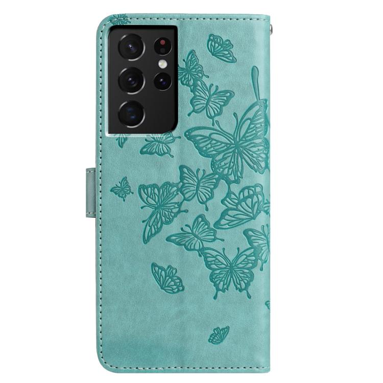 For Samsung Galaxy S21 Ultra 5G Butterfly Flutter Pattern Embossed Leather Phone Case