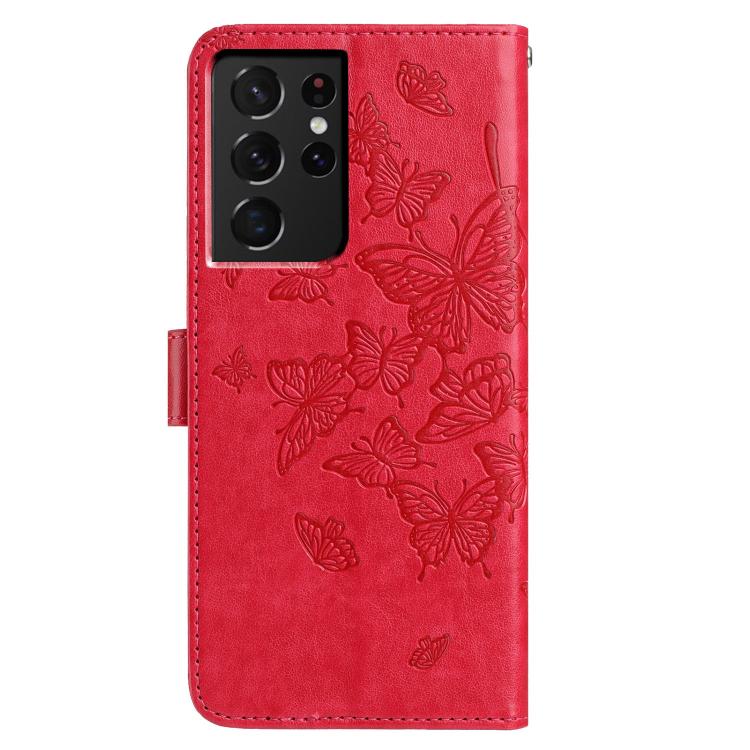 For Samsung Galaxy S21 Ultra 5G Butterfly Flutter Pattern Embossed Leather Phone Case
