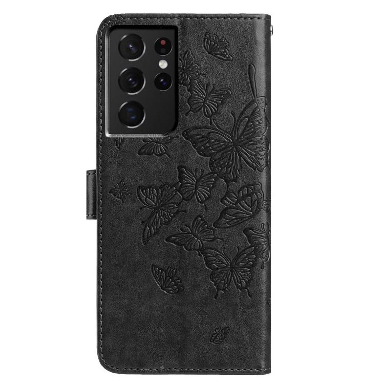 For Samsung Galaxy S21 Ultra 5G Butterfly Flutter Pattern Embossed Leather Phone Case