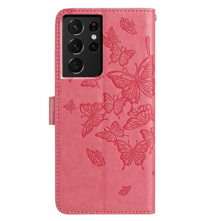 For Samsung Galaxy S21 Ultra 5G Butterfly Flutter Pattern Embossed Leather Phone Case