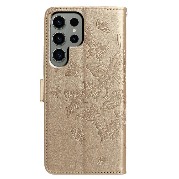 For Samsung Galaxy S22 Ultra 5G Butterfly Flutter Pattern Embossed Leather Phone Case