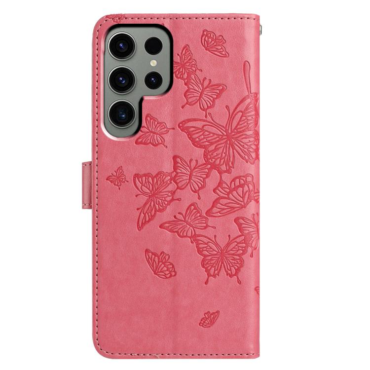 For Samsung Galaxy S22 Ultra 5G Butterfly Flutter Pattern Embossed Leather Phone Case
