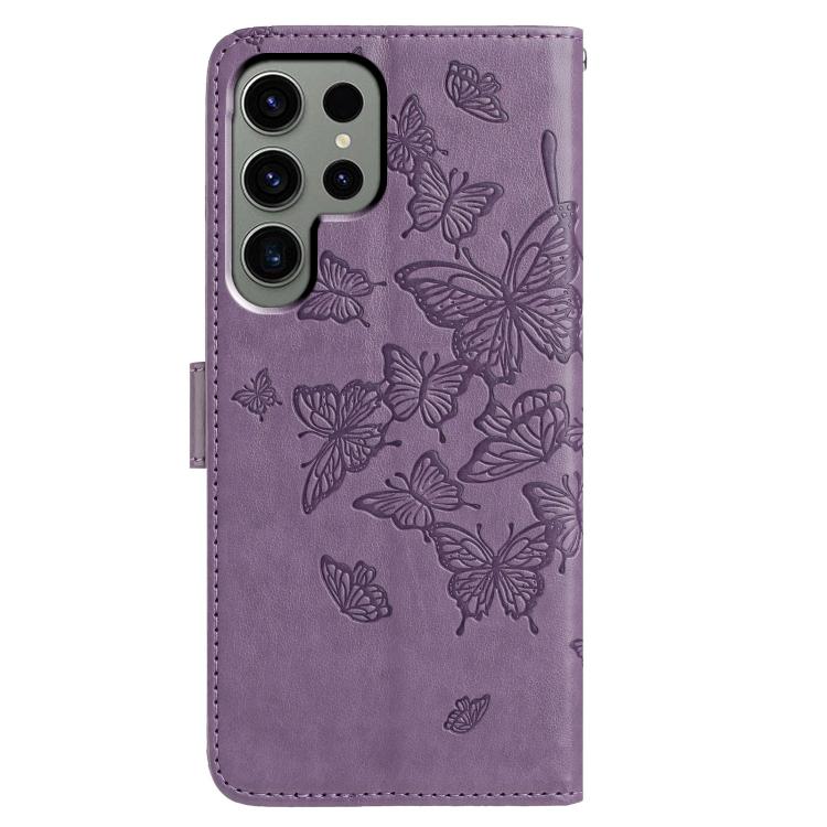 For Samsung Galaxy S22 Ultra 5G Butterfly Flutter Pattern Embossed Leather Phone Case