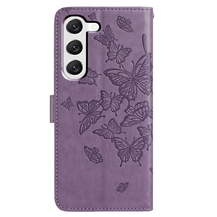 For Samsung Galaxy S23+ 5G Butterfly Flutter Pattern Embossed Leather Phone Case