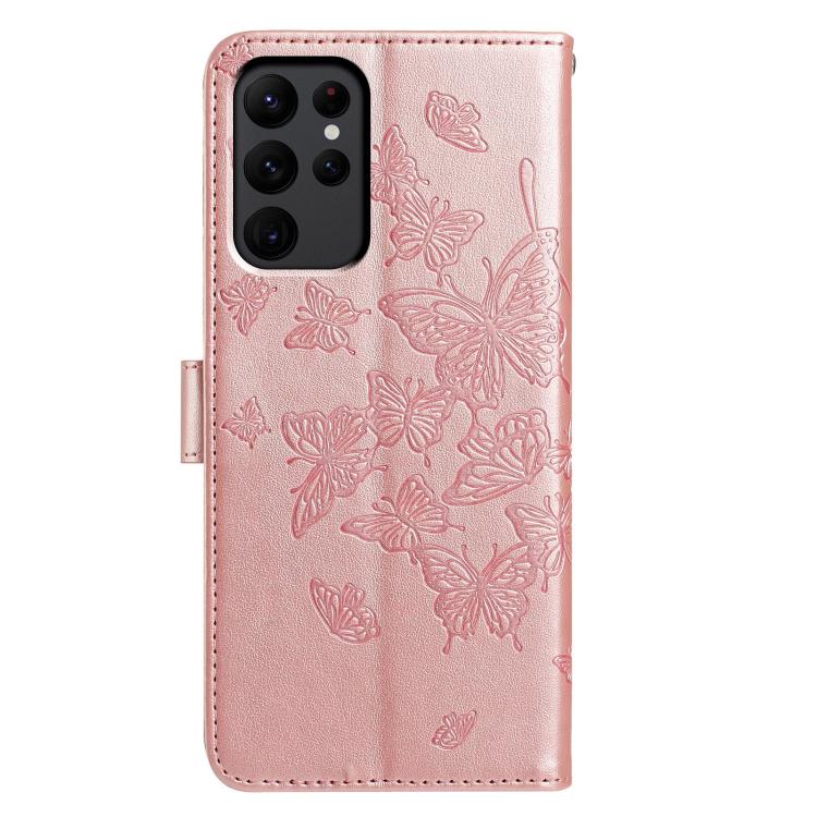 For Samsung Galaxy S23 Ultra 5G Butterfly Flutter Pattern Embossed Leather Phone Case