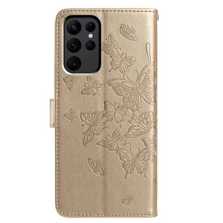 For Samsung Galaxy S23 Ultra 5G Butterfly Flutter Pattern Embossed Leather Phone Case