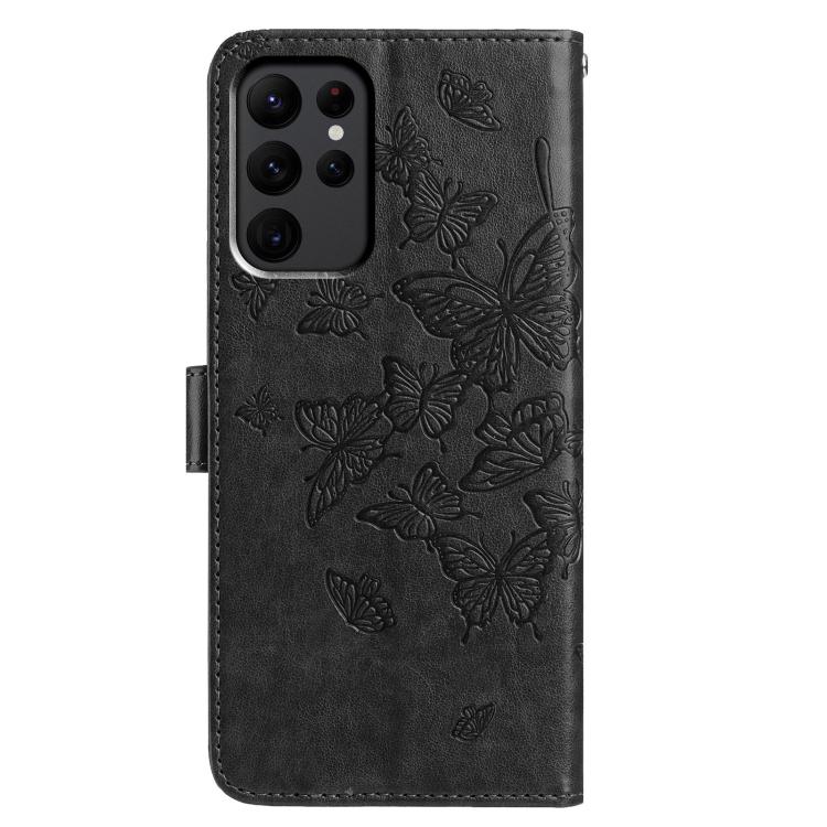 For Samsung Galaxy S23 Ultra 5G Butterfly Flutter Pattern Embossed Leather Phone Case