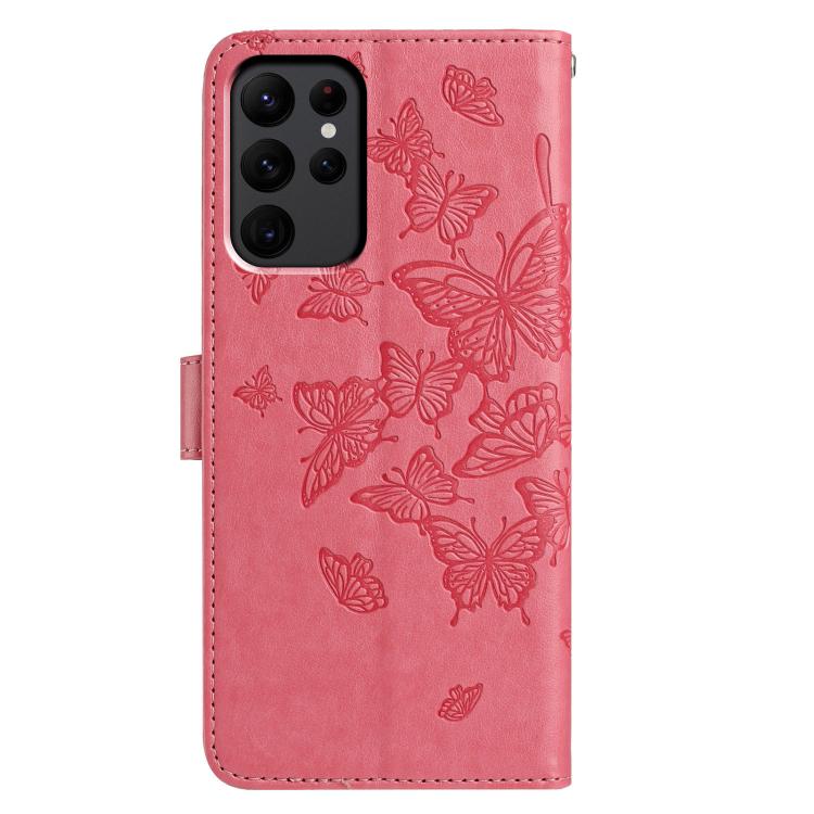 For Samsung Galaxy S23 Ultra 5G Butterfly Flutter Pattern Embossed Leather Phone Case