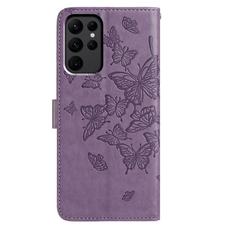 For Samsung Galaxy S23 Ultra 5G Butterfly Flutter Pattern Embossed Leather Phone Case
