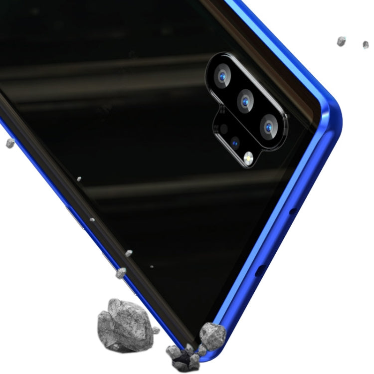 For Samsung Galaxy Note20 Shockproof Single-sided Tempered Glass Magnetic Attraction Case with Black Camera Lens Protector Cover