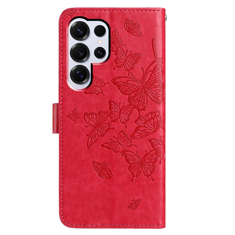 For Samsung Galax S25 Ultra 5G Butterfly Flutter Pattern Embossed Leather Phone Case