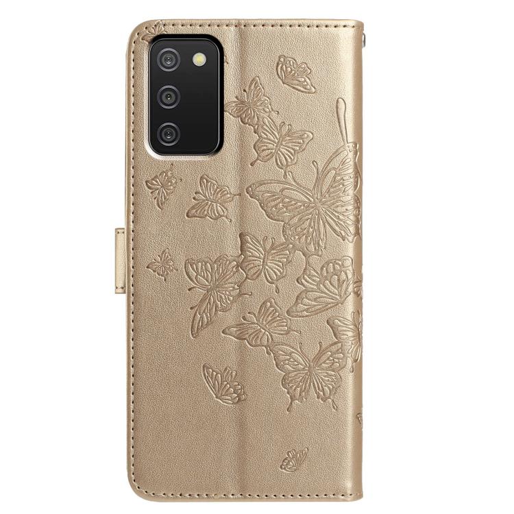 For Samsung Galaxy A02S Butterfly Flutter Pattern Embossed Leather Phone Case
