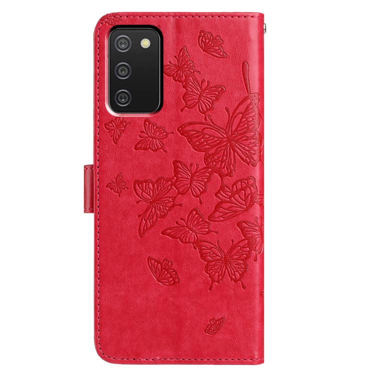 For Samsung Galaxy A02S Butterfly Flutter Pattern Embossed Leather Phone Case