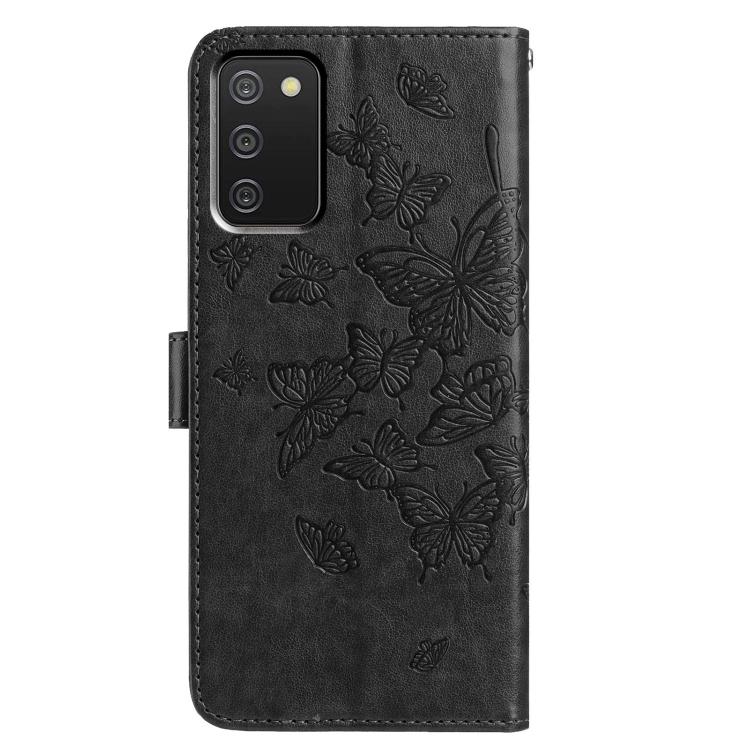 For Samsung Galaxy A02S Butterfly Flutter Pattern Embossed Leather Phone Case