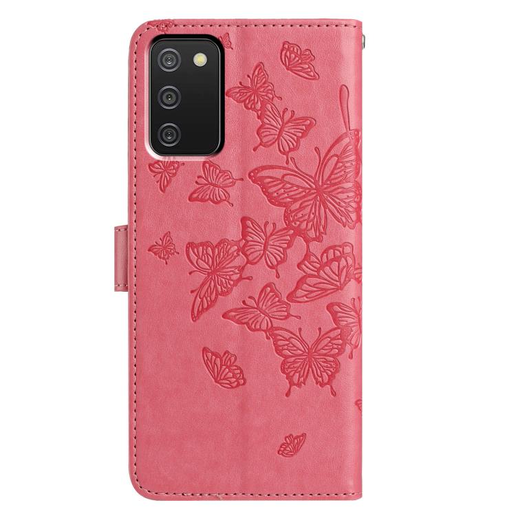 For Samsung Galaxy A02S Butterfly Flutter Pattern Embossed Leather Phone Case